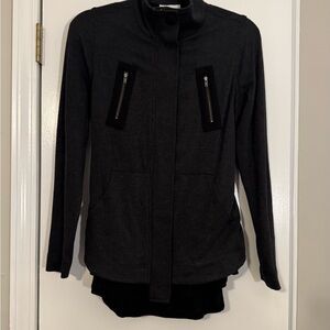 CAbi Women's Charcoal Utility Jacket mesh back sporty figure flattering